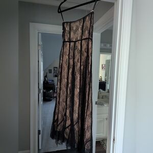 Kimchi Blue Black and Cream Strapless Lace Dress